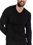 Panos Emporio Henley Bamboo Cotton Mix Lounge Top, Black