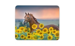 Red Chestnut Stallion Mouse Mat Pad - Horse Pony Sunflowers Computer Gift #15674