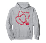 Cute Womens Intertwined Heart Chain Love Lock Valentine' Day Pullover Hoodie