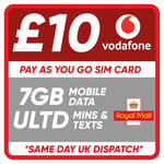 VODAFONE SIM CARD - ROLLOVER YOUR REMAINING MINS, DATA & MSGS - £10 BUNDLE