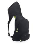 Morikukko Unisex-Adult Hooded Backpack Black Neon Yellow Backpack Black (Black Neon Yellow)