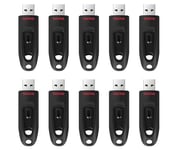 SanDisk Ultra 32 Go Clé USB 3.0 jusqu'à 130 Mo/s - Paquet de dix