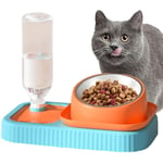 Gamelle Surélevée pour Chat 3 en 1 Bol inox de Nourriture avec Gamelle Anti Glouton Distributeur d'eau pour Chien Petit