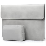 HYZUO 13 Inch Laptop Sleeve Bag for MacBook Air 13 M3 M2 M1 2024-2018, MacBook Pro 13 M2 M1 2024-2016, 13 iPad Pro/Air M4 M2, Surface Pro, XPS 13, Faux Suede Leather Case with Pouch, Light Grey-H