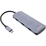 InLine® Hub USB 3.2 Gen.2, 4 Ports USB-C + 3 Ports USB-A, PD 100 W, Aluminium, Gris