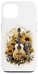 Coque pour iPhone 13 Guitare acoustique Tournesol Musique Femmes Graphic