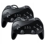 2x Contrôleur Classique filaire Qumox manette Compatible pour Nintendo Wii Remote Console noire -QUMOX®