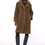 FRENCH CONNECTION Borg Peak Coat in Beech Size S UK 10 NEW