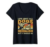 Womens Retro Life Isn't All Dogs And Herbalism & Botanical Medicine V-Neck T-Shirt