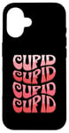 Coque pour iPhone 16 Rose Cupidon Spellout Retro Saint-Valentin