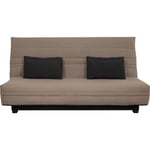 Banquette Clic clac NUAGE 3 places - Tissu Taupe - Matelas SIMMONS - Couchage 188x138 cm - L194 x P98 x H102 cm