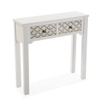 Versa Safira Meuble d'Entrée Étroit pour Entrée ou Couloir, Table Console, avec 2 tiroirs, Dimensions (H x l x L) 79 x 25 x 80 cm, Bois, Couleur: Blanc et Marron