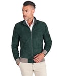 D'Arienzo Bomber Veste Cuir Daim Vert Homme Bicolore Cuir Véritable Made in Italy 106 46/S/Vert