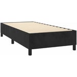 Sommier à lattes sur pieds cadre de lit 90x190 cm tissu velours noir TDL0206972