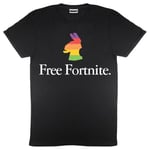 Free Fortnite Womens/Ladies Rainbow Llama Boyfriend T-Shirt - L