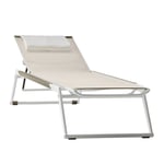 B&B Italia - Mirto Outdoor Chaise Longue MI200CL, White Painted, Tortora Edge, Tortora Stige Fabric