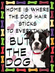 Shawprint Boston Terrier Dog Fridge Magnet 100mm x 75mm HOME IS WHERE THE DOG HAIR STICKS TO EVERYTHING BUT THE DOG Novelty Gift