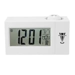 BliliDIY Snooze Alarm Clock Backlight Wall Projector Projection Clocks With Thermometer 12/24 Hour Calendar - White