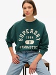 Superdry Athletic Essentials Oversized Printed Sweatshirt, Dark Pine Green