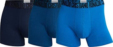 Cristiano Ronaldo Men's Cr7 3-pack Men's Cotton Trunks, Dark Blue, Navy, Light Blue, S UK