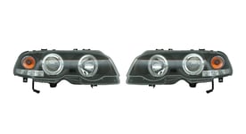 Set strålkastare lamplig for BMW 3serie E46 CoupeCabrio 19992002 Svart inkl AngelEyes