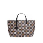 Pinko Shopping Grand Logo imprimé en Cuir, Sac Femme, Zm7q_Noir/Marron/Blanc. Antique Go