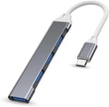 Hub Usb C,Répartiteur Usb,Adaptateur Usb 4 Ports,Adaptateur Usb De Type C Vers Usb 3.0,Répartiteur Usb-C Ultra Fin,Compatible Avec Windows,Macbook Pro/Air,Gris Sidéral Chromé