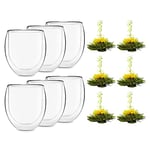 Lot de 6 verres double paroi isotherme XXL 400 ml Verre de très grande taille - Verre à café avec effet en suspension, évite de se brûler les doigts