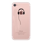 Coque Silicone IPHONE 8 Casque Fun APPLE Ecouteurs Pomme Musique Transparente Protection Gel Souple - Neuf