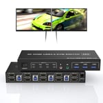 Usb 3.0 Hdmi Dual Monitor Kvm Switch 4 Port,Prend En Charge Edid,Commutateur De Moniteur Hdmi 4K 60Hz Pour 4 Pc 2 Moniteurs Avec Sortie Microphone Audio Et 3 Ports Usb 3.0