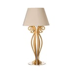 Arti & Mestieri® Lampe de table Circeo petite en fer finition or avec abat-jour en tissu couleur sable