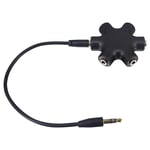 Kaunosta Headphone Splitter 5-Way Multimedia Earphone Hub Adapter with 6 Connectors，Includes 21.5cm Cable to Connect to Audio Source, for Phones Tablets PC Mobile Cell MP3 Player (Black)
