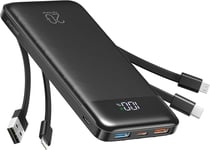 Power Bank 20000Mah, Fast Charging Portable Charger with Built-In Cables, 20K US