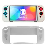 Tikawi Coque Nintendo Switch OLED (7") Silicone Blanc - Coque [Anti-Choc] [Souple] [Haute Protection] [Fine et légère]