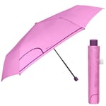 PERLETTI Parapluie Pliant Super Slim Manuel Femme - Parapluie Mini Compact Léger Coupe Vent pour Voyage - Petit Parapluie Pliable Résistant Rose Incassable Unisex - Diamètre 91 cm (Rose Clair)