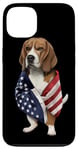 Coque pour iPhone 13 Beagle Dog Patriot Wrap dans le drapeau des USA American Spirit