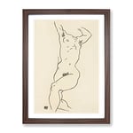 Study Of A Naked Woman Vol.2 By Egon Schiele Classic Painting Framed Wall Art Print, Ready to Hang Picture for Living Room Bedroom Home Office Décor, Walnut A4 (34 x 25 cm)