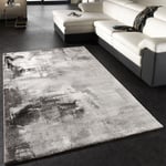 Paco Home - Tapis Design Moderne Toile Splash Gris Noir Blanc Marbré 160x230 cm