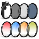 NEEWER Clip On 67mm Phone ND Filter Kit, Upgraded Lens Clip Cold Shoe Mount/Locking Knob, CPL/ND32/6 Point Star/4 Graduated Color Filters Set Compatible with 15 Pro Max 14 13 Samsung S22 S23