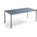 Table de jardin en aluminium avec plateau en verre gris