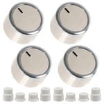 Universal Oven Switch Knob + Adaptors for Cooker Grill Hob Silver Rose Gold x 4