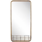 Miroir Mural Rectangulaire avec Etagère Pratique Cadre en Métal Doré 40 x 80 cm pour Entrée ou Couloir au Style Moderne Glamour et Industriel Beliani