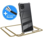 For Samsung Galaxy A12 phone case with strap cord Case Chain Gold