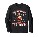 Retro Funny Goose Christmas Honking through the snow ltsp Long Sleeve T-Shirt