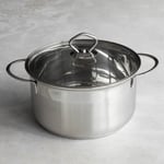 Stainless Steel Casserole Dish with Glass Lid 3.4L Deep Hob 20cm Cooking Pan Pot