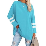 Famulily Long Sleeve Tops for Women UK Soft Casual Crew Neck Oversized Baseball Tshirts Sky Blue S