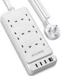 Extension Lead with USB Slots,AICODE 6 Way Extension Lead with 4 USB1USBC,Multi