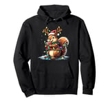 Funny Christmas Squirrel Lights Reindeer Antlers Christmas Pullover Hoodie