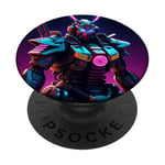 Cyber Mech Samouraï Synthwave Graphique Vaporwave Japonais PopSockets PopGrip Adhésif