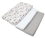 Medi Partners 3pcs Ensemble Drap Housse pour Un lit bébé 60x120 cm 100% Coton literie bébé Matelas Enfant Sac de Couchage lit bébé